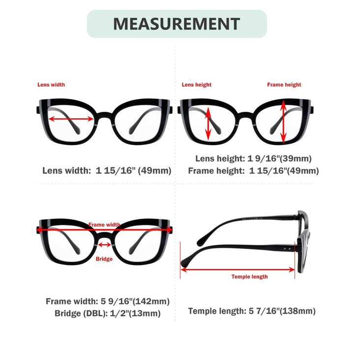 5 Pack Cat Eye Reading Glasses Cute Readers R2117