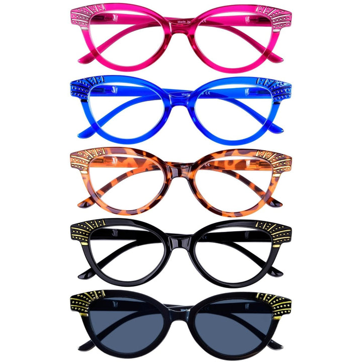 5 Pack Cat-eye Reading Glasses Chic Readers R2123