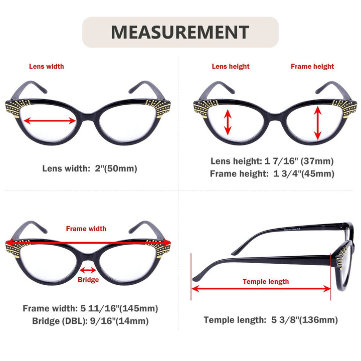 5 Pack Cat-eye Reading Glasses Chic Readers R2123