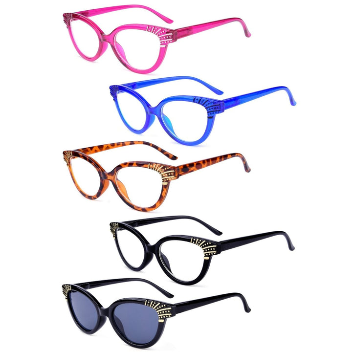 5 Pack Cat-eye Reading Glasses Chic Readers R2123