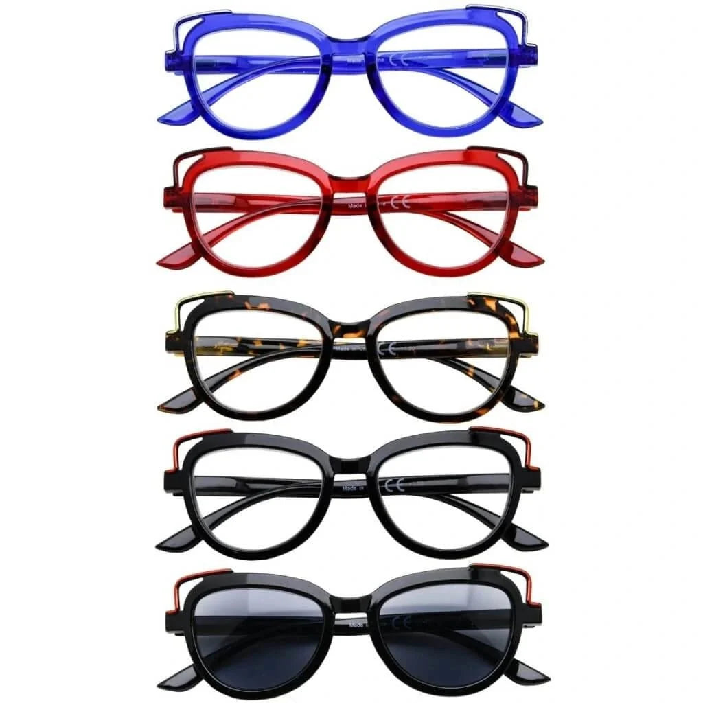 5 Pack Cat-eye Reading Glasses Stylish Readers R2113