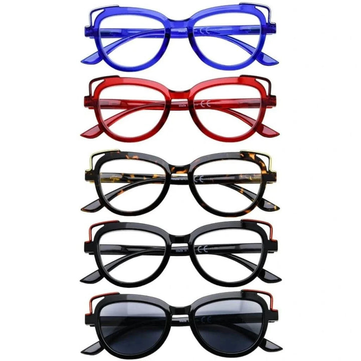 5 Pack Cat-eye Reading Glasses Stylish Readers R2113