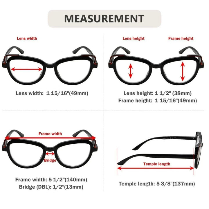 5 Pack Cat-eye Reading Glasses Stylish Readers R2113
