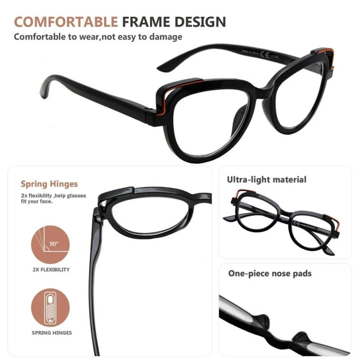 5 Pack Cat-eye Reading Glasses Stylish Readers R2113