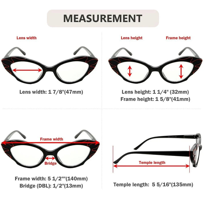 5 Pack Cat-eye Reading Glasses Stylish Readers R2116