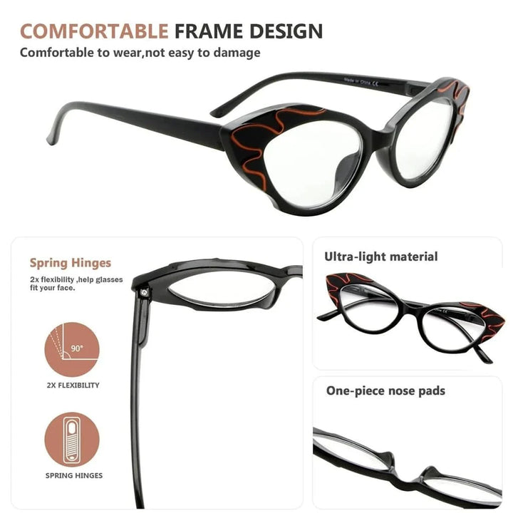 5 Pack Cat-eye Reading Glasses Stylish Readers R2116