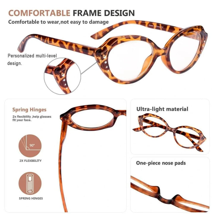 5 Pack Cat-eye Reading Glasses Stylish Readers R2124