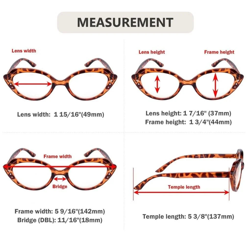 5 Pack Cat-eye Reading Glasses Stylish Readers R2124