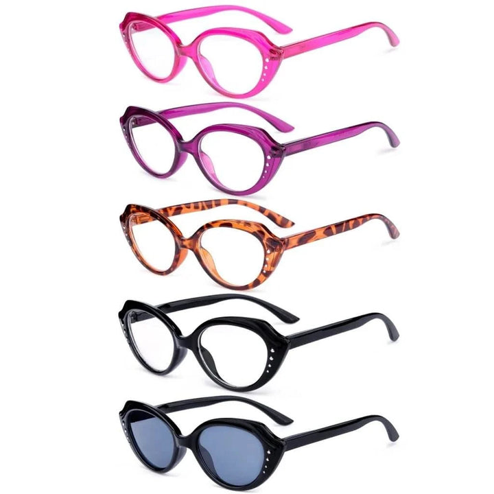 5 Pack Cat-eye Reading Glasses Stylish Readers R2124