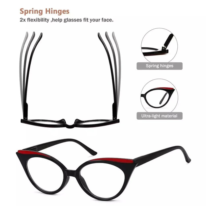 5 Pack Cat-eye Reading Glasses Trendy Readers R2125