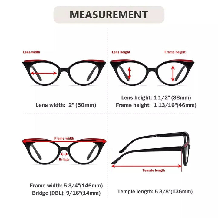 5 Pack Cat-eye Reading Glasses Trendy Readers R2125