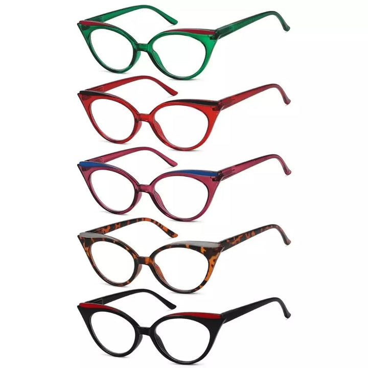 5 Pack Cat-eye Reading Glasses Trendy Readers R2125