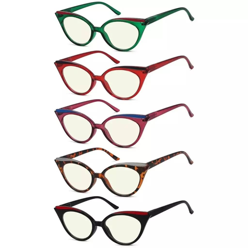 5 Pack Chic Cat-eye Blue Light Filter Reading Glasses UV2125