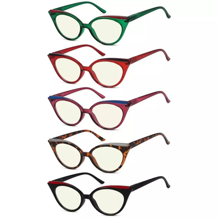 5 Pack Chic Cat-eye Blue Light Filter Reading Glasses UV2125