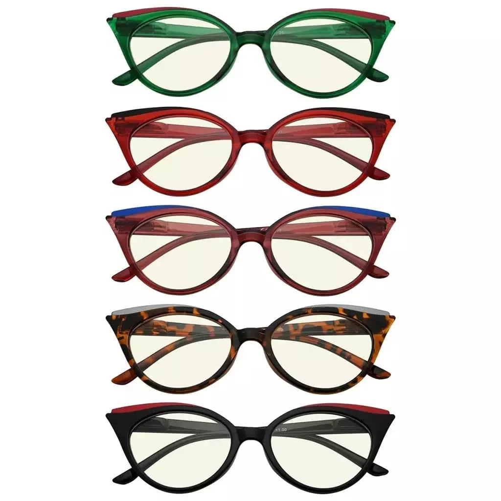 5 Pack Chic Cat-eye Blue Light Filter Reading Glasses UV2125