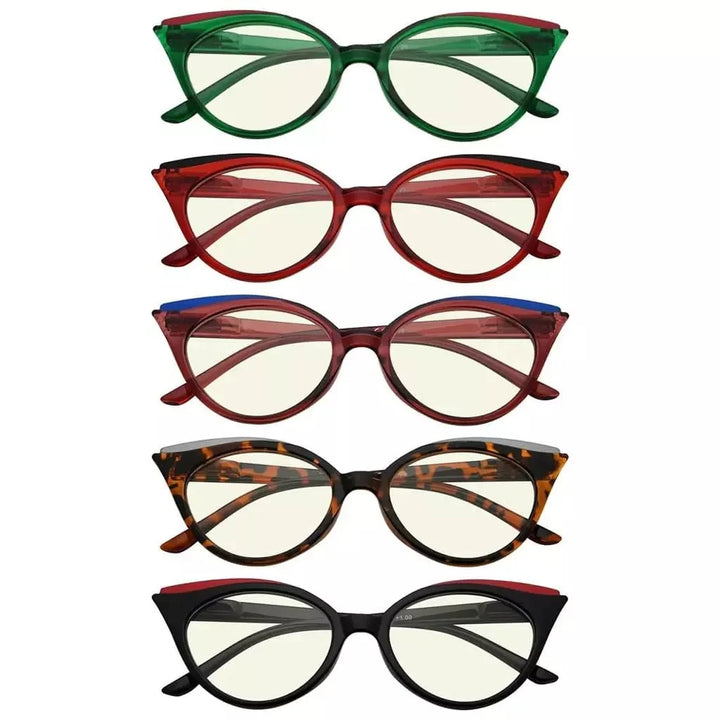 5 Pack Chic Cat-eye Blue Light Filter Reading Glasses UV2125