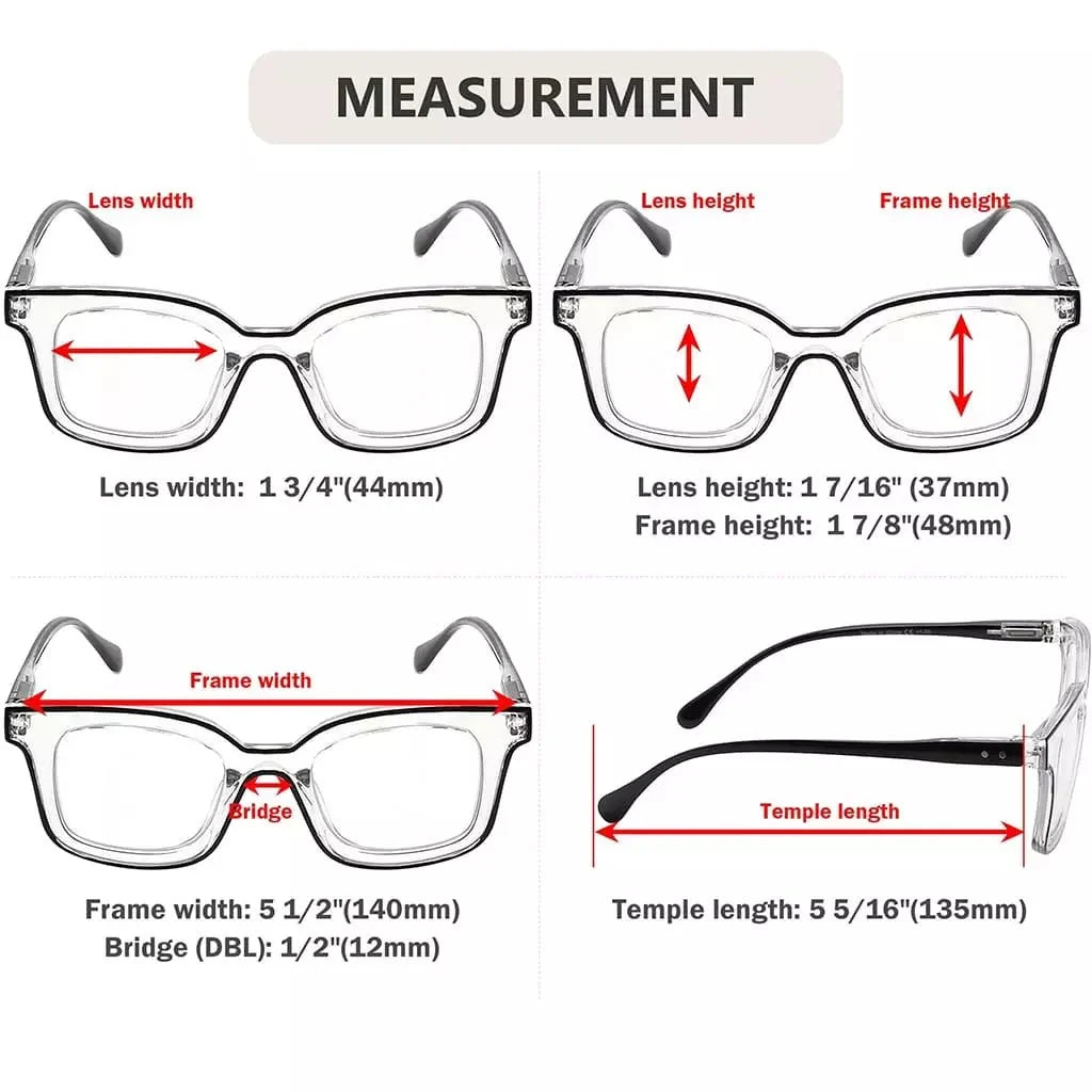 5 Pack Chic Double Color Reading Glasses Square Readers R2105