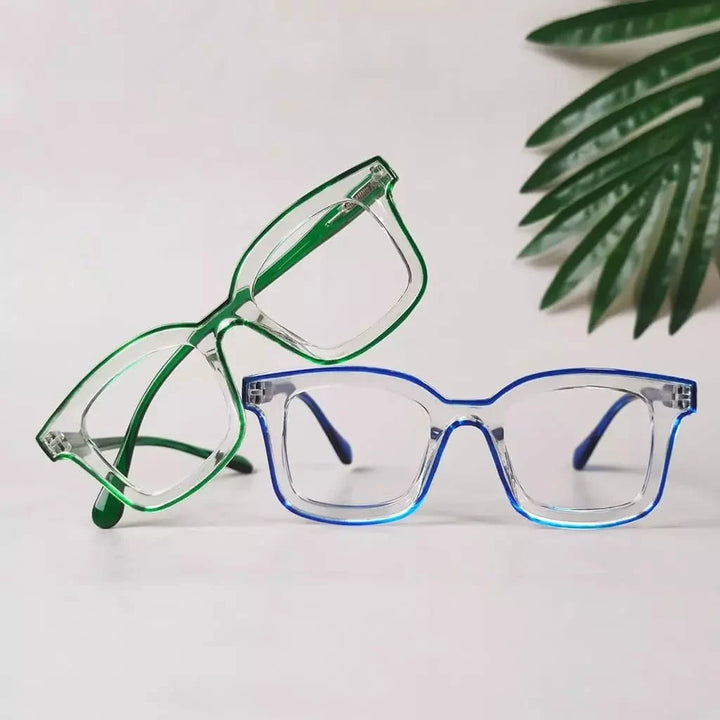 5 Pack Chic Double Color Reading Glasses Square Readers R2105