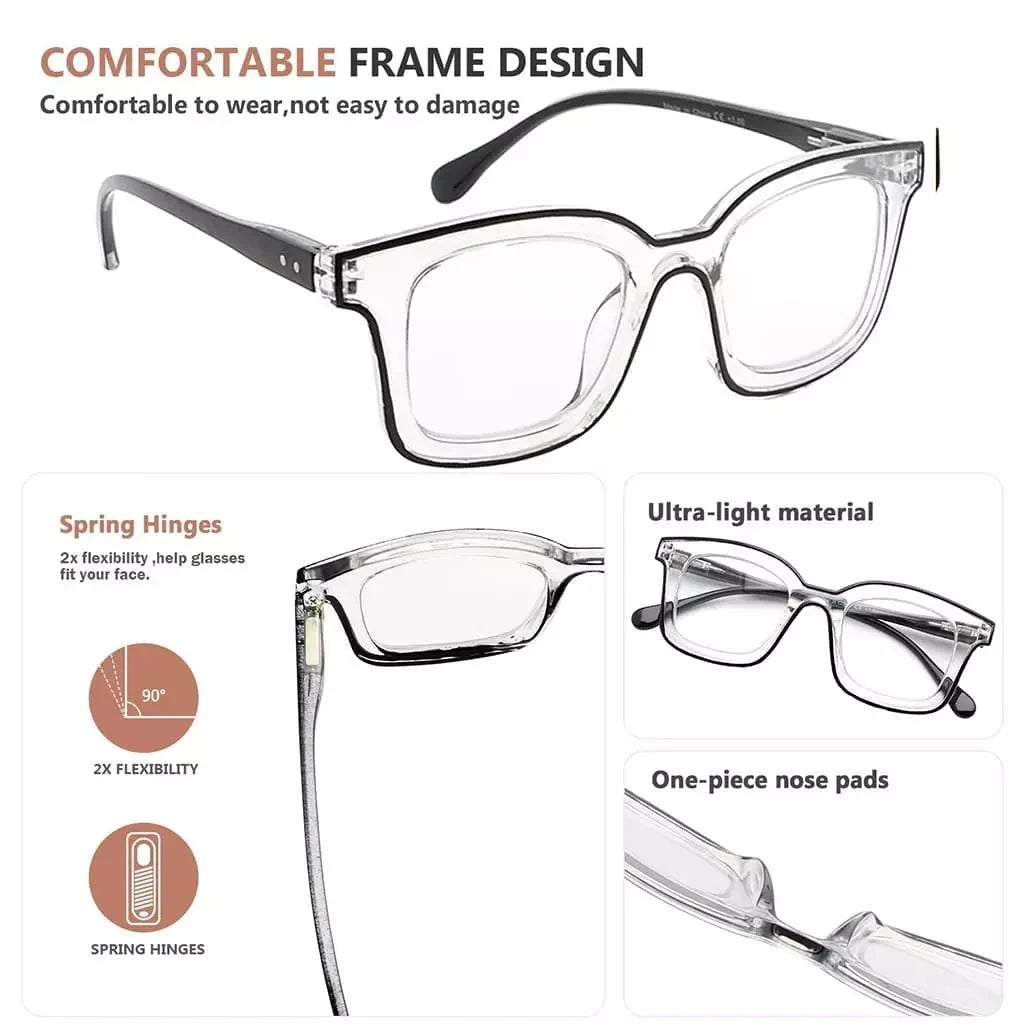5 Pack Chic Double Color Reading Glasses Square Readers R2105
