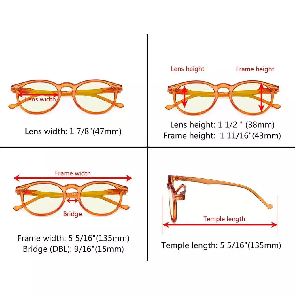 5 Pack Chic Oval Blue Light Filter Reading Glasses UVR071
