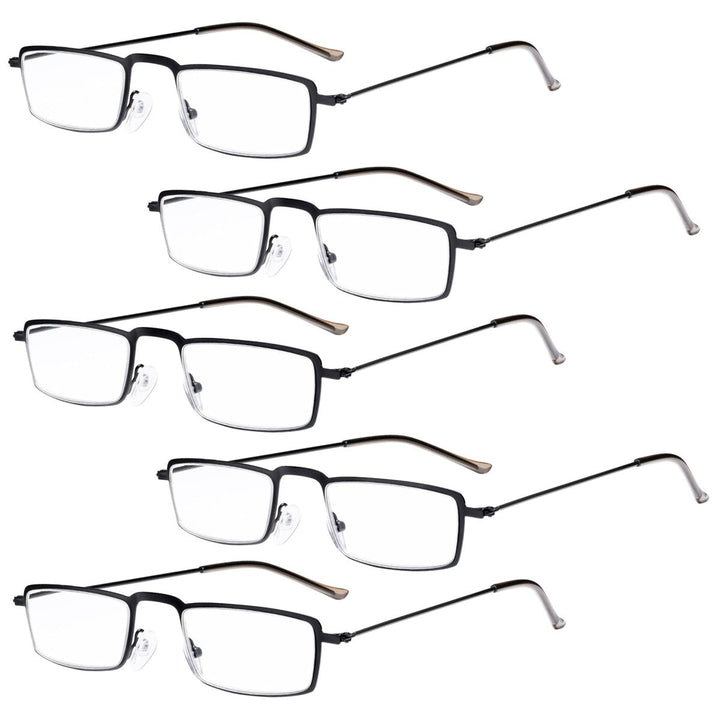 5 Pack Rectangle Reading Glasses Stainless Steel