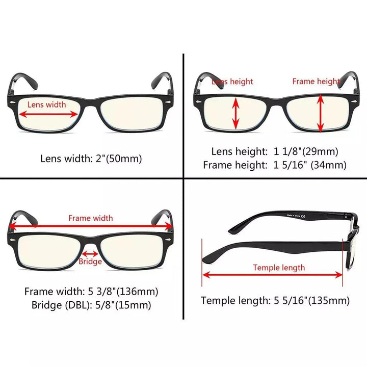 5 Pack Classic Blue Light Filter Reading Glasses UVR066