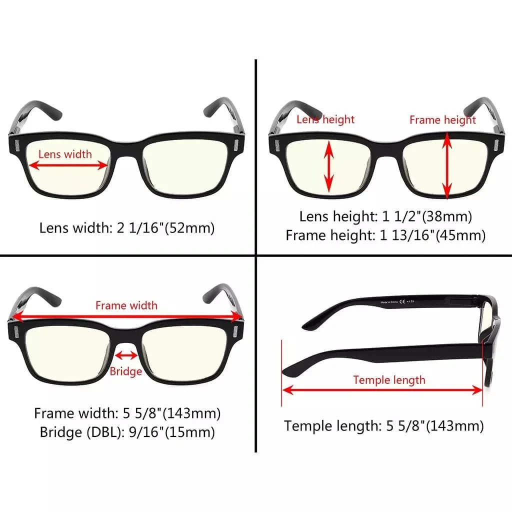 5 Pack Classic Blue Light Filter Reading Glasses UVRT1802