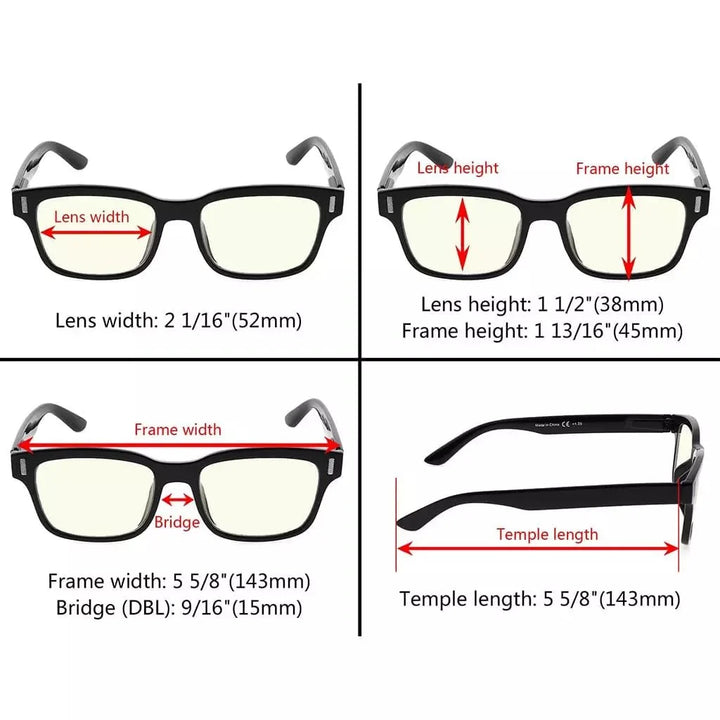 5 Pack Classic Blue Light Filter Reading Glasses UVRT1802