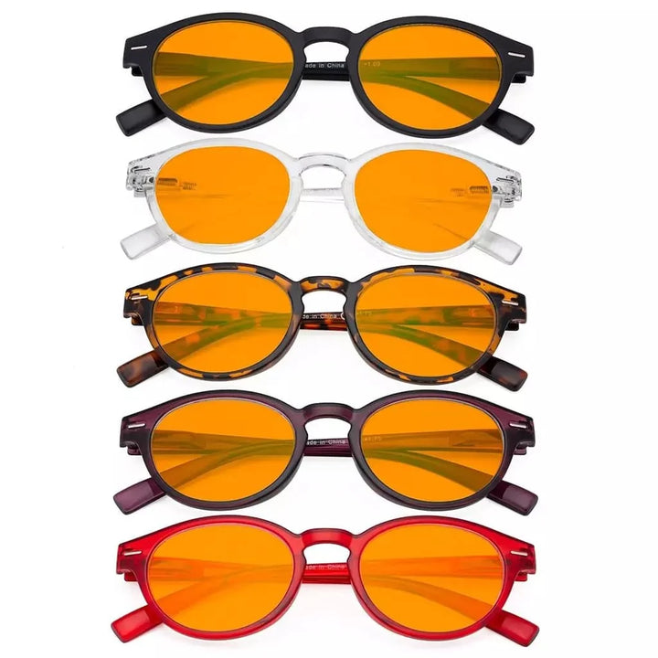 5 Pack Classic Oval Blue Light Blocking Reading Glasses DS091