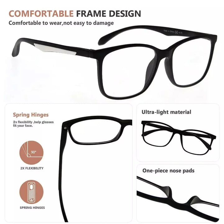 5 Pack Classic Rectangle Reading Glasses R9113