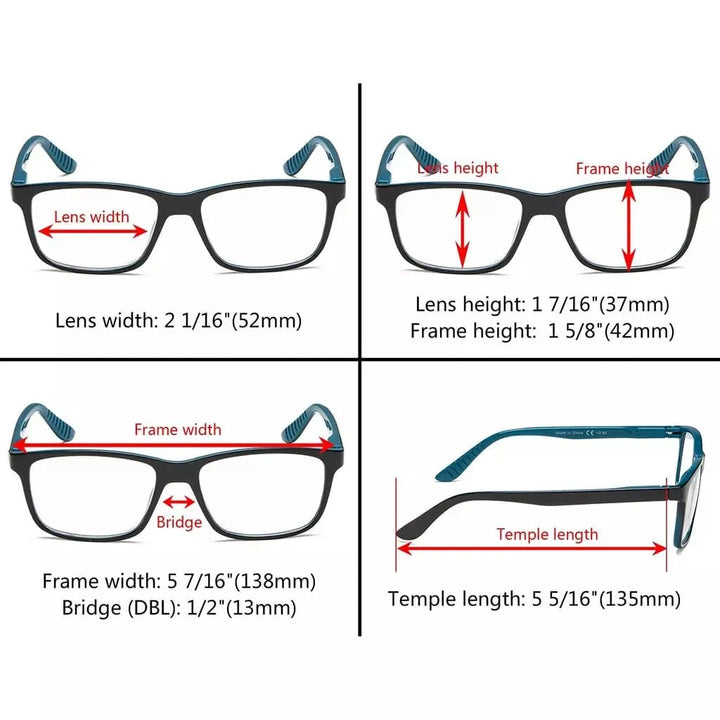 5 Pack Classic Rectangular Reading Glasses R163