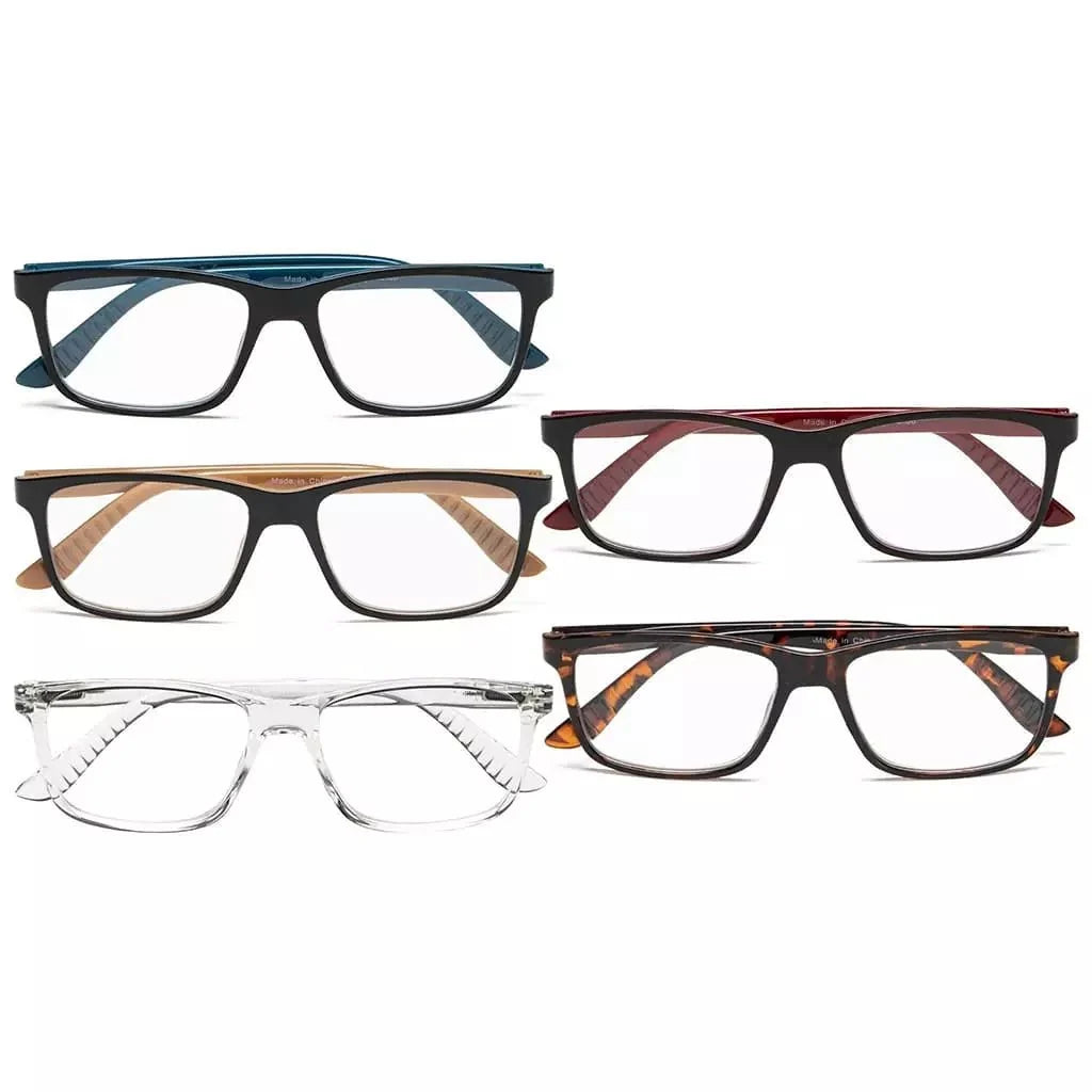 5 Pack Classic Rectangular Reading Glasses R163