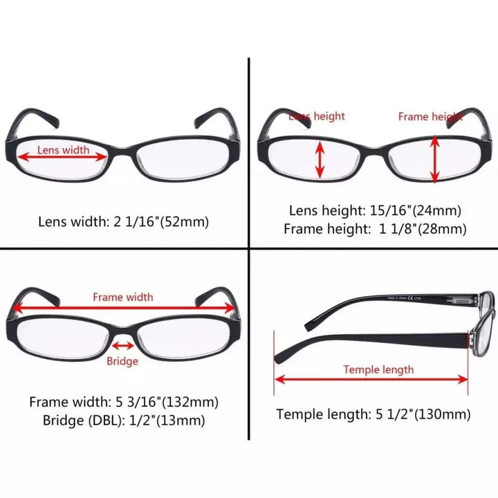 5 Pack Classic Small Reading Glasses Narrow Lens R9104K
