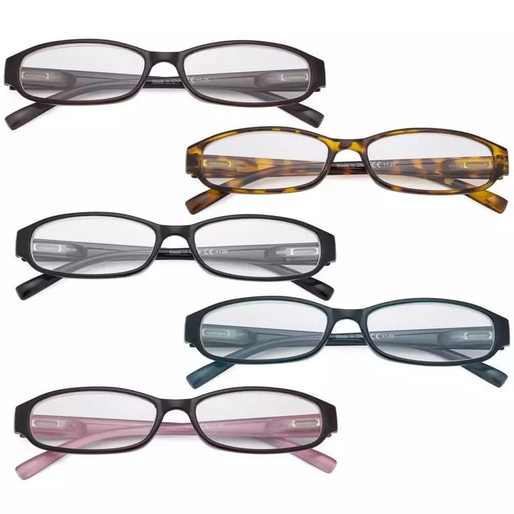 5 Pack Classic Small Reading Glasses Narrow Lens R9104K