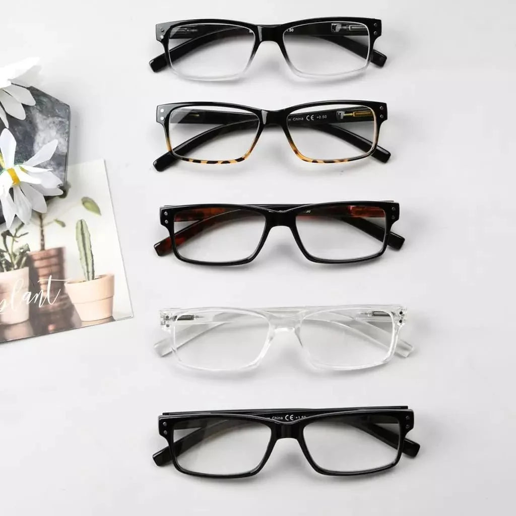 5 Pack Classic Trendy Reading Glasses Vintage Readers R032