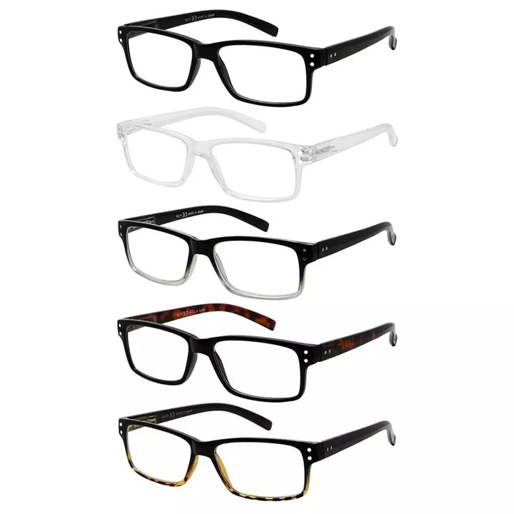 5 Pack Classic Trendy Reading Glasses Vintage Readers R032