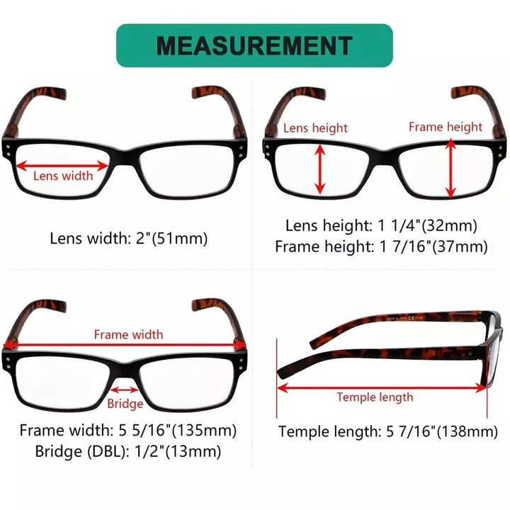 5 Pack Classic Trendy Reading Glasses Vintage Readers R032