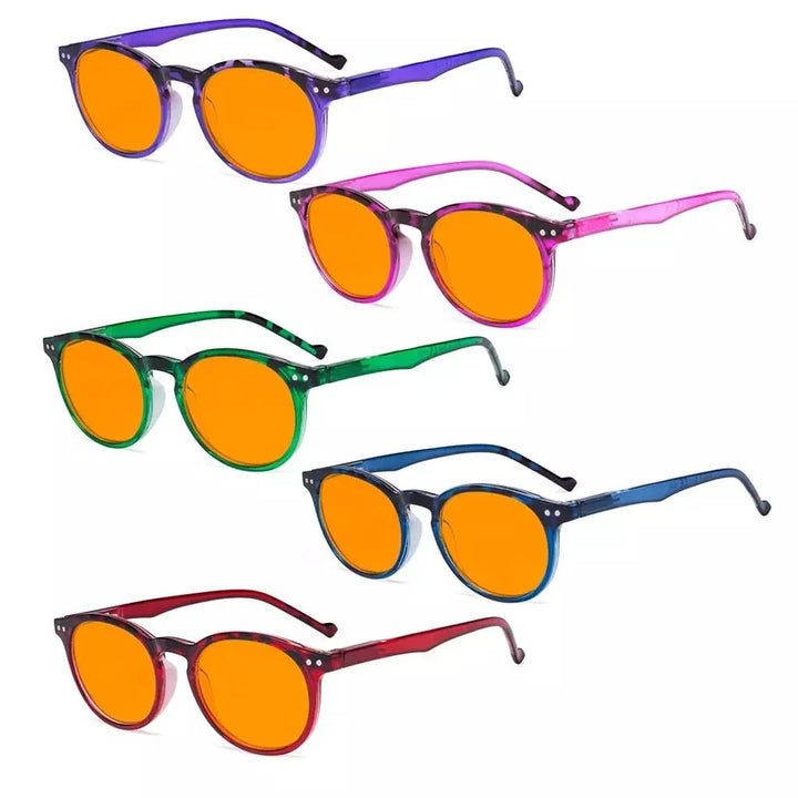 5 Pack Colorful Oval Blue Light Blocking Reading Glasses DS071F