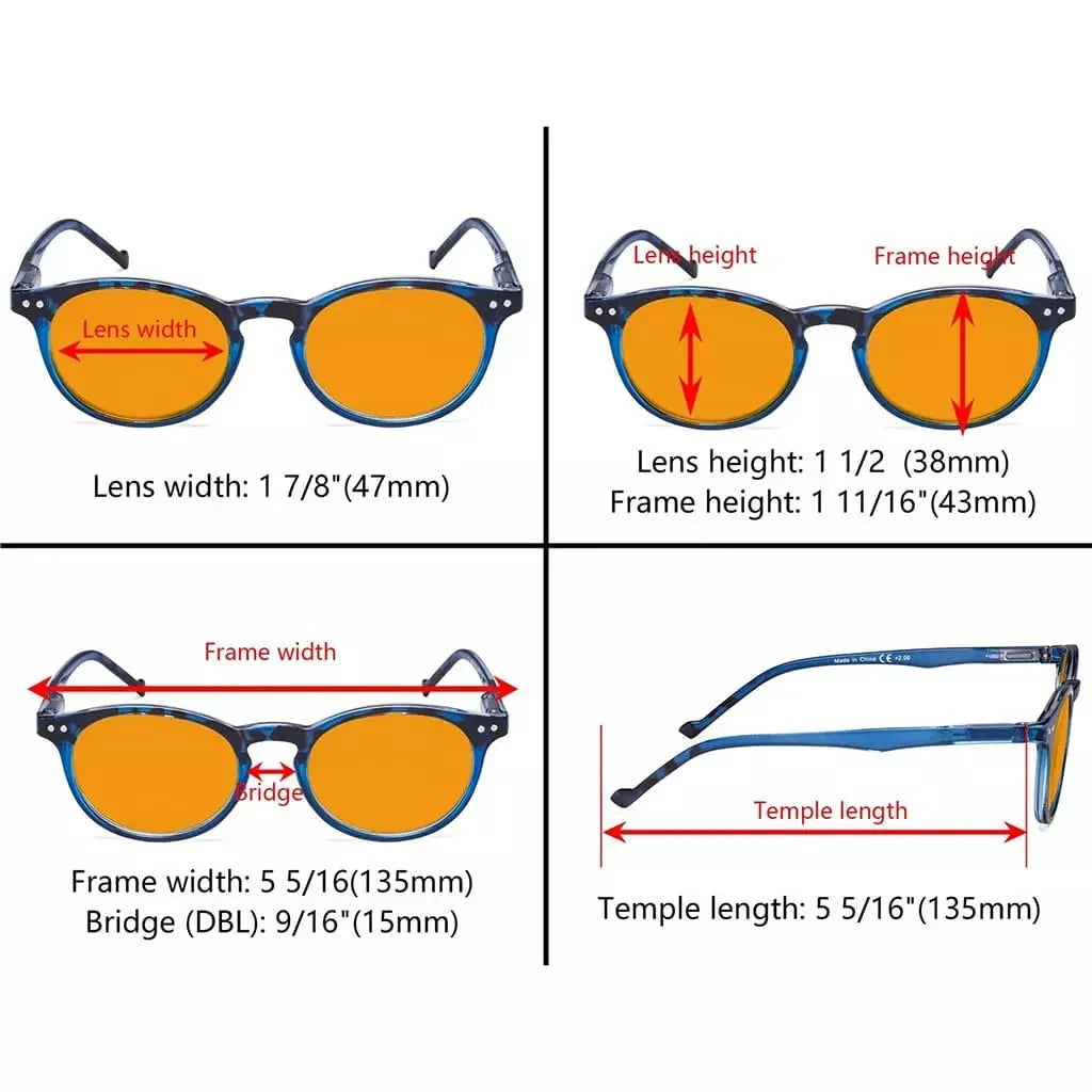 5 Pack Colorful Oval Blue Light Blocking Reading Glasses DS071F