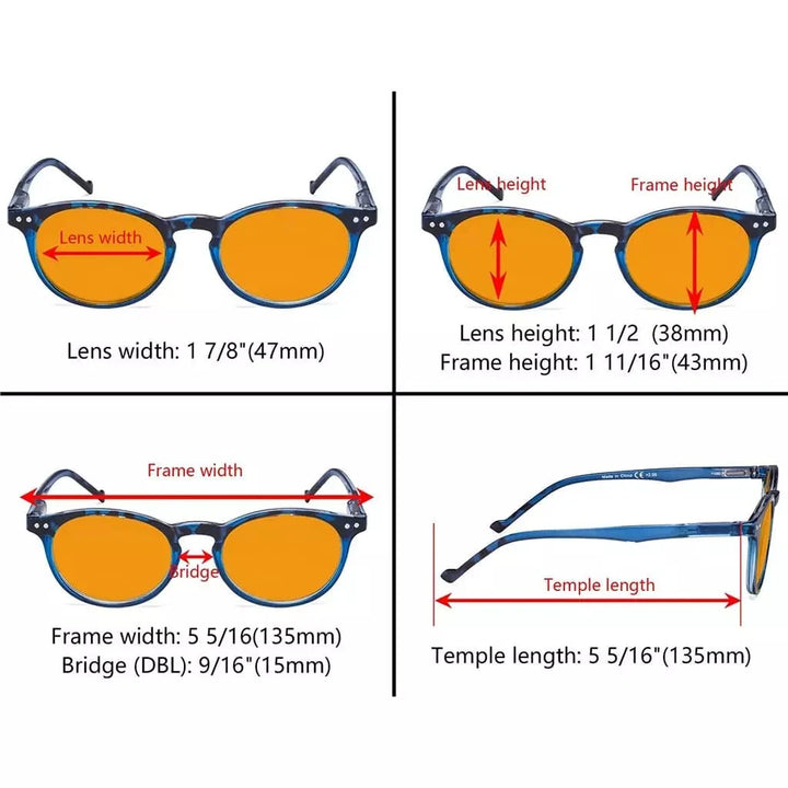 5 Pack Colorful Oval Blue Light Blocking Reading Glasses DS071F