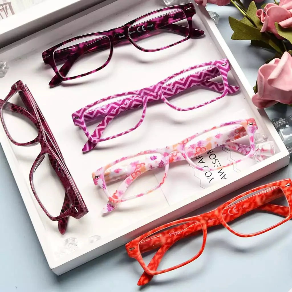 5 Pack Colorful Patterned Reading Glasses Fashionable Readers R066