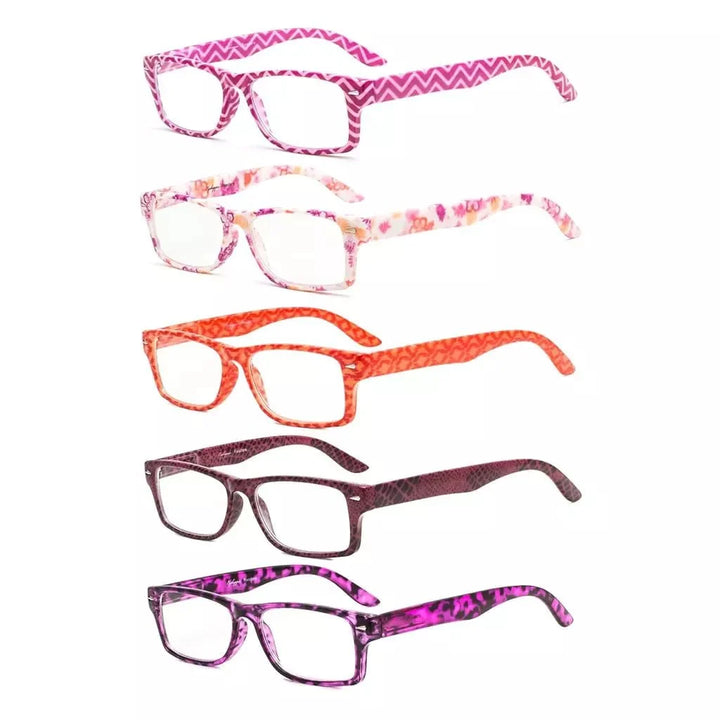 5 Pack Colorful Patterned Reading Glasses Fashionable Readers R066