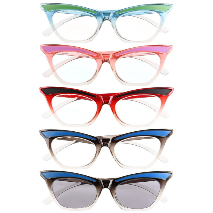 5 Pack Cat-eye Reading Glasses Cute Readers R2132