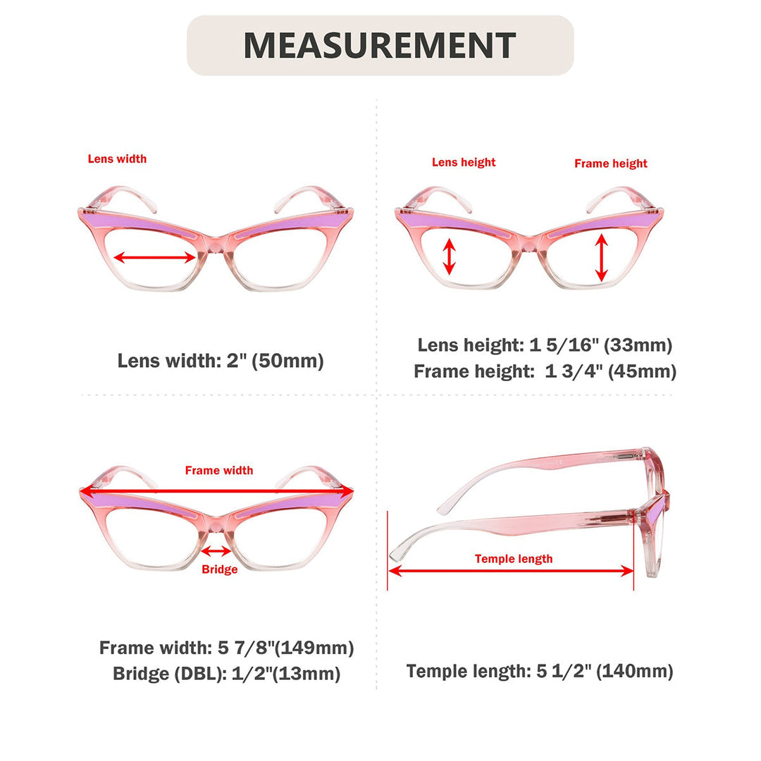 5 Pack Cat-eye Reading Glasses Cute Readers R2132