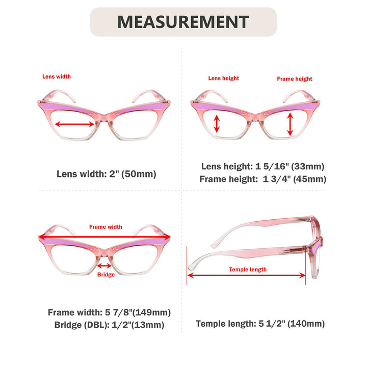 5 Pack Cat-eye Reading Glasses Cute Readers R2132
