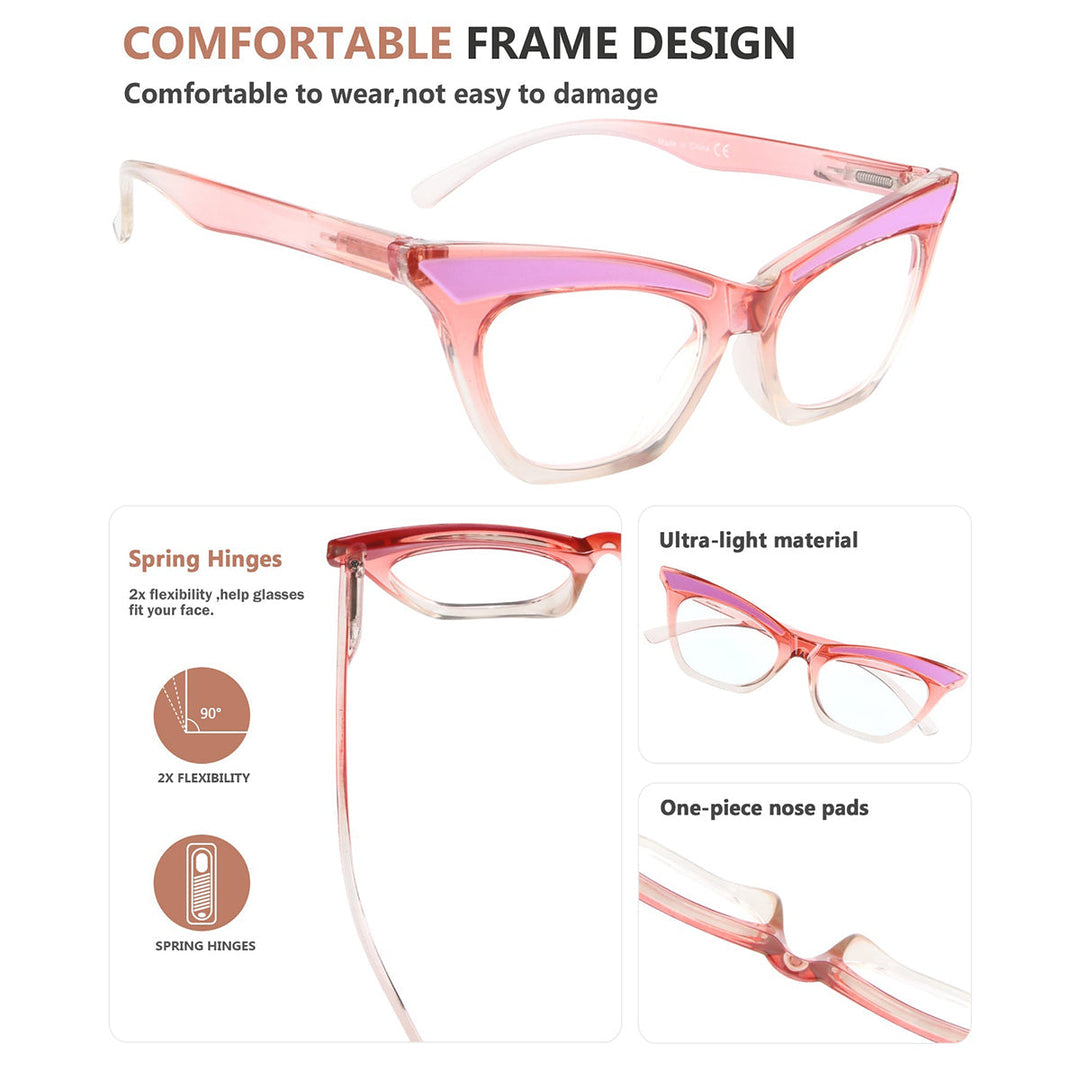 5 Pack Cat-eye Reading Glasses Cute Readers R2132