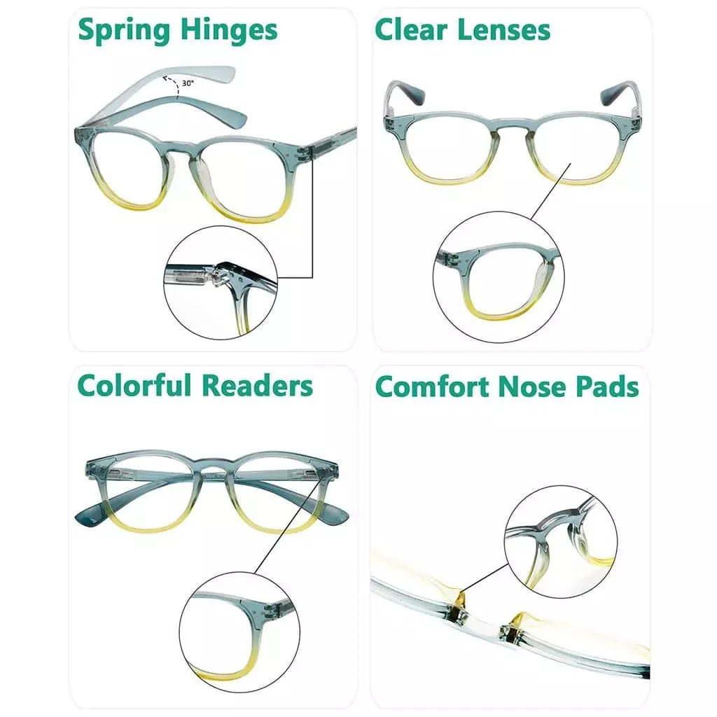 5 Pack Fashionable Two Tone Reading Glasses Colorful Readers R144