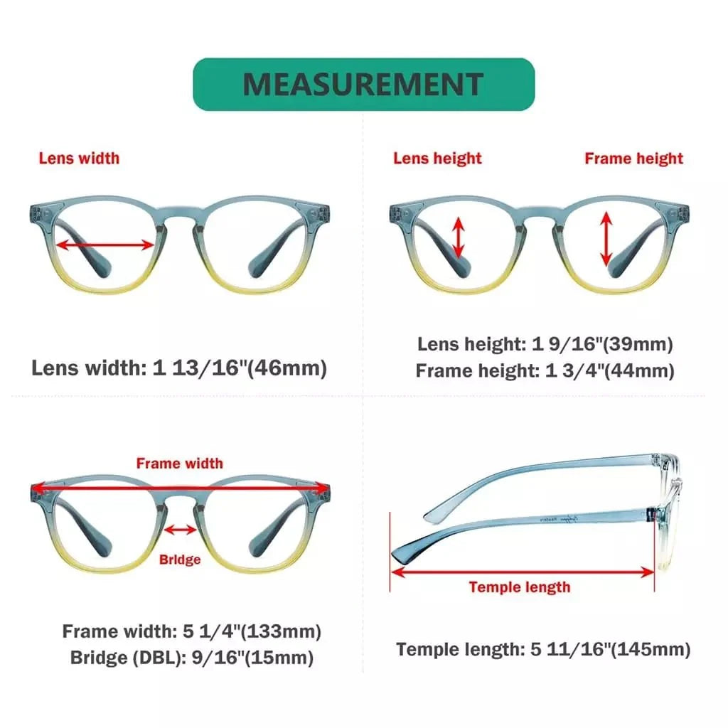 5 Pack Fashionable Two Tone Reading Glasses Colorful Readers R144