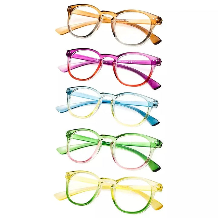 5 Pack Fashionable Two Tone Reading Glasses Colorful Readers R144