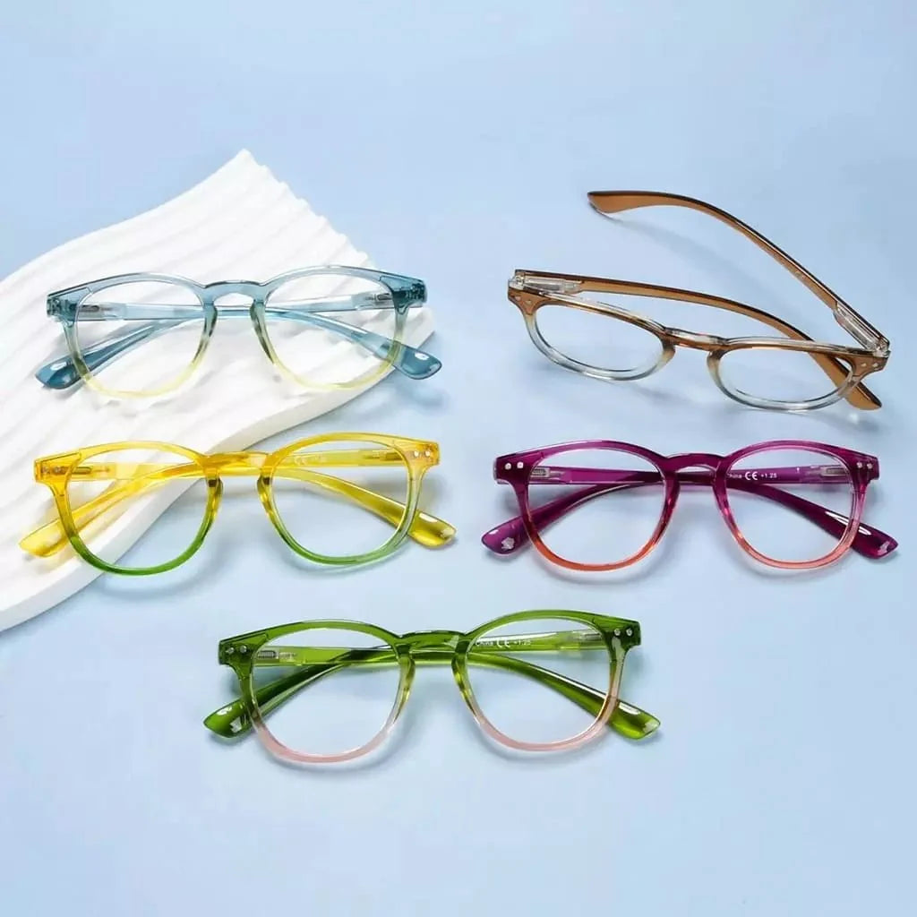 5 Pack Fashionable Two Tone Reading Glasses Colorful Readers R144